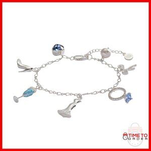 Adjustable Bridal Charm Bracelet with 7 Wedding Symbols Nickel-Free
